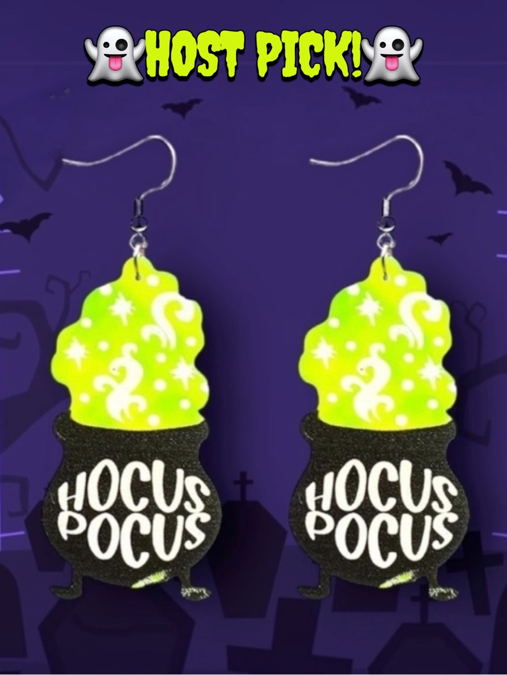 NEW - HOCUS POCUS EARRINGS! BOUTIQUE ITEM, SUPER CUTE, GOOD FOR SENSITIVE EARS!